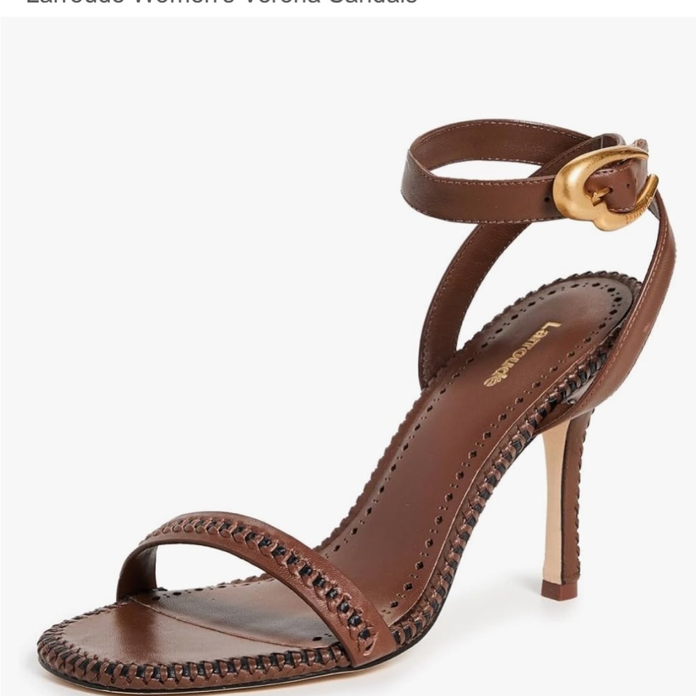 Larroude Brown Leather High Heel Sandals - Picture 1 of 5